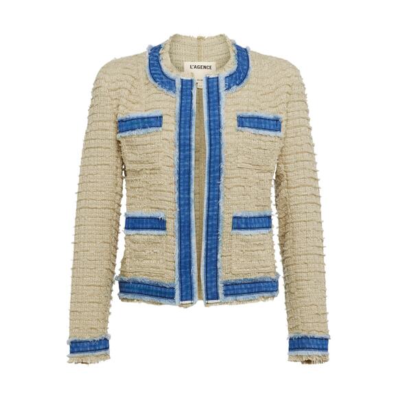 L’AGENCE Agnes Denim Tweed Jacket – Size Medium NWT - Picture 3 of 7